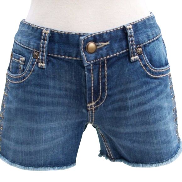 Cache Denim Stud Nail Head Embellished Short Stretch Pant New 4/6 Small $88 - Picture 2 of 3